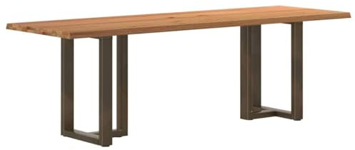 vidaXL Esstisch mit Baumkanten 240x80x74cm Massivholz Eiche Rechteckig, Küchentisch, Restauranttisch, Tisch Restaurant, Esszimmertisch, Bistrotisch