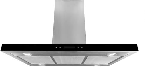 SIA ISL90SS 90cm Island Cooker Hood, Stainless Steel Slimline Design, LED Lighting, Touch Sensor Control, Digital Display, 2 Years Parts & Labour Guarantee