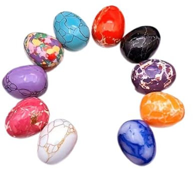 Osterkristall-Ostereier – buntes pastellfarbenes gesprenkeltes Ei für Osterdekoration, polierter natürlicher Kristallstein für selbstgemachte Eier, 10 Stück