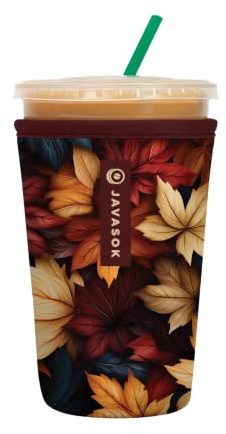 Sok It JavaSok Iced Coffee & Cold Soda Insulated Neoprene Cup Sleeve (Fall Blend, Medium: 22-28oz)