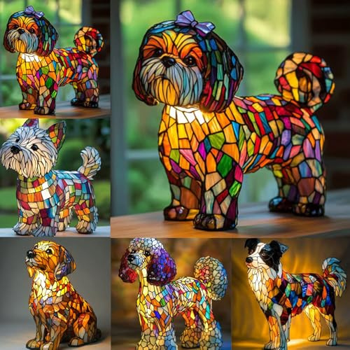 SAROZZTAL Dackel Lampe/Corgi Lampe/Mops Lamp Nachtlicht aus der Hunde-Serie, gebeiztes Harz, französische Bulldogge, Tischlampe, niedliches Haustier-Hunde-Thema, Haustier-Dekolampe für Hundefans (C)