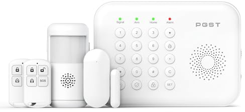 PGST Alarme Maison sans Fil-Système Alarme Maison Connectée 4G/WiFi + GSM & Détecteur Infrarouge à Double Alimentation Kit Alarme avec App & Contrôle Vocal