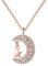 Beydodo Kette Rotgold 750 Damen 45CM mit Anhänger, Halskette Mond mit Diamant und Stern Anhänger Charms Kette für Frauen Braut