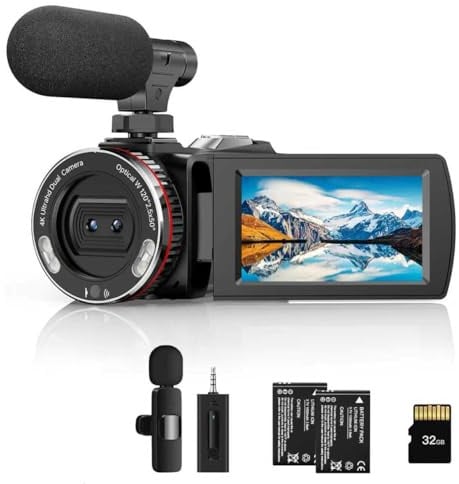 Videocamera per YouTube 4K 48MP Dual Lens con microfono wireless | Videocamera per YouTube4K 48MP Dual Lens con microfono wireless