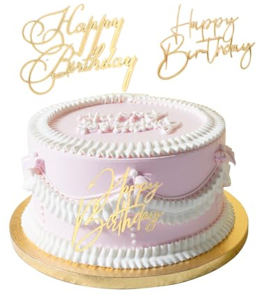 3 Stück Happy Birthday Tortendeko, Tortendeko Geburtstag, Cake Topper Geburtstag, Geeignet für Kinder- und Erwachsenengeburtstage, Gold