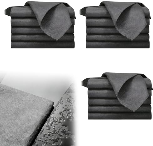 Uoxmiy 15 PCS Thick Magic Cleaning Cloths, 30x30CM Reusable Magic Cleaning Cloths for Glass,Washable Microfiber Cleaning Rag Duster for Home Window Mirror Car Bathroom Kitchen, Gray