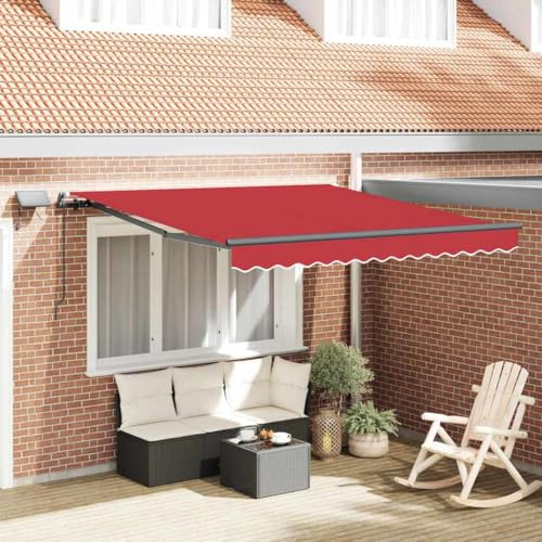 Sichtschutz Ausziehbar, Einziehbare Markise Rot 300 x 250 cm Stoff Balkon Markise für Balkon Terrasse Garten, Terrassenüberdachung