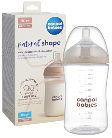 Canpol babies Natural Shape Babyflasche, zweistufiger Sauger mit DuoFlex-Technologie (260 ml)
