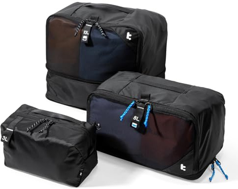 tomtoc Koffer Organizer Set, 3-teilige Packing Cubes Compression Packwürfel | Reise Gadgets Kofferorganizer, Travel Essentials Packtaschen, Rucksack Organizer, Urlaub Must Haves, Geruchsneutralisierend