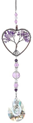 Tree of Life Amethyst Sun Catchers, Amethyst Sun Catchers for Windows, Sun Catchers for Windows, Sun Catcher Crystals, for Window, Home and Car Decor