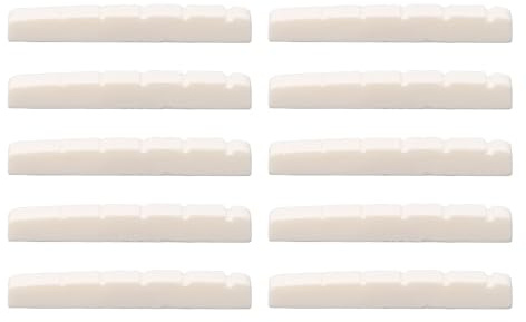 Tomotato 10pcs Guitar Slotted Bone Nut Flat Bottom, 6 String Electric Guitar Replacement Parts for Telecaster (42mm DJ25B)