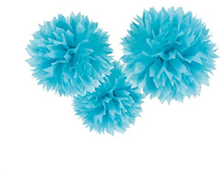 Amscan 18055-54-55 - Fluffy Dekobälle zum Aufhängen, Hellblau, 3 Stück, circa 40,6 cm, Papier, Hängedekoration