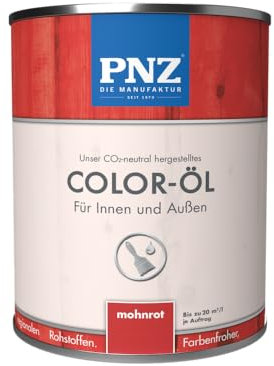 PNZ Color-Öl für Innen und Außen | lösemitttelfreies Farböl | Nachhaltig hergestellt mit regionalen Rohstoffen | für alle Hölzer, auch Bienenhäuser, Gebinde:0.25L, Farbe:mohnrot