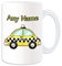 Personalisiertes Geschenk, großer gelb taxi Tasse (Design Thema, weiß) – Für jede Nachricht/Name auf Ihrem Einzigartig – Hackney Kutsche Hack Fahrzeug Automarke Buenos Treiber Private Public Hire Uber Cab TAXICAB