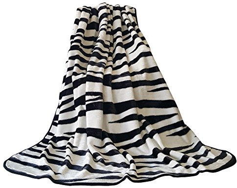 D&L Tierfell Muster Luxuriöses Kunstfell Wirft Super Weich Warm Kuschelig Sofa und Bett Fleece Decken, Zebra Skin, Double [150x200cms]