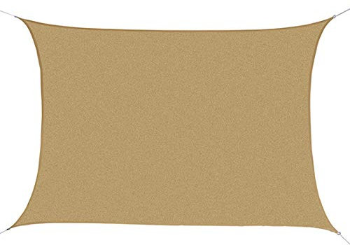 Outsunny Toldo Vela de Sombra Rectangular 4x6 m Toldo de Terraza con Anti-UV Anillo de Acero Inoxidable y Cuerdas de Nylon para Jardín Patio Arena