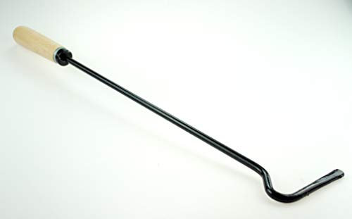 POKM Toolsmarket GmbH Feuerhaken Kamin 85 cm mit Holzgriff, Legierter Stahl 80%, Holz 20%, Wandmontage, Minimalist, Schwarz, 1 Hook, 10 kg, Metall, Holz, Ziegel, Feuerstelle, Kamin