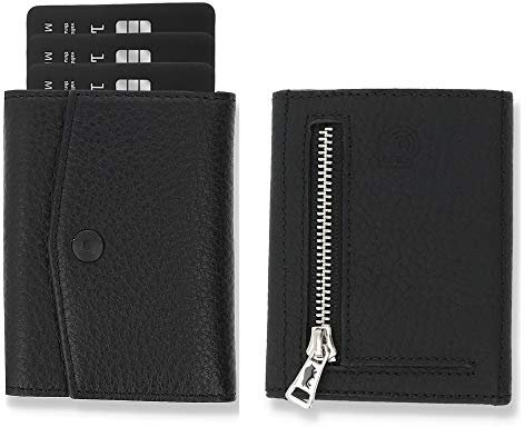 Solo Pelle® Leder I Slim Wallet mit Münzfach I Geldbeutel mit RFID Schutz I Platz für mindestens 12 Karten I Mini Portemonnaie für Herren und Damen I Geldbörse (Schwarz, mit Münzfach)