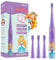 Vekkia Sonic Rechargeable Kids Electric Toothbrush, 3 Modes with Memory, Fun & Easy Cleaning, 24000 Strokes, IPX7 Waterproof, 2-Min Timer for Age 5+, 4 Soft Bristles(Purple)