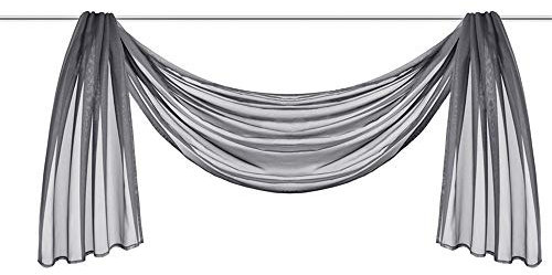Nicole Knupfer 1er-Pack Querbehang Transparente Voile Schals Deko Einfarbige Gardinen Dekoschals Vorhang für Schlafzimmer Wohnzimmer Hochzeit (55-1 grau,140 * 300cm)