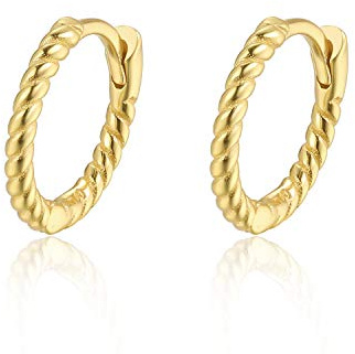 Gedrehte Mini Creolen Silber 925 Klein Gold Ohr Kreolen Vergoldet Klappcreolen 8mm 12mm Greolen Knorpel Helix Huggie Hoop Earrings Griolen Ohrringe