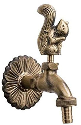 Nostalgischer Wasserhahn mit Eichhörnchen für den Außenbereich Garten, Auslaufhahn, Antik