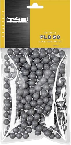 T4E PLB 50 Paintball Kugeln grau, Polyballs, Kaliber 0.50, 100 Stück | Graue Polyballs für T4E-Markierer, ideal für Training und Plinking