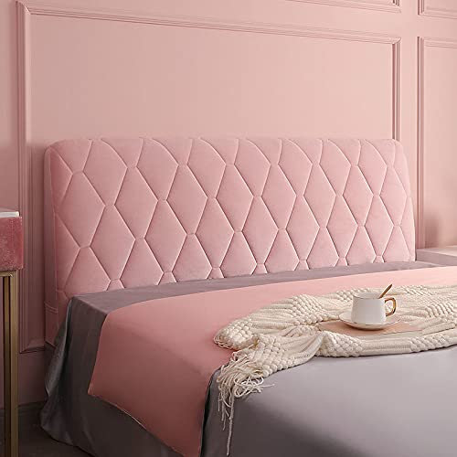TFBH Bett Kopfteile Schonbezug, Bett Kopfteil Abdeckung Staubdicht Stretch Verdicken Bett Kopfschutz Hussen Weicher Samt Rückenlehne Dekoration Bezug Für Doppel Einzelbett Kopfteile,Pink-100CM