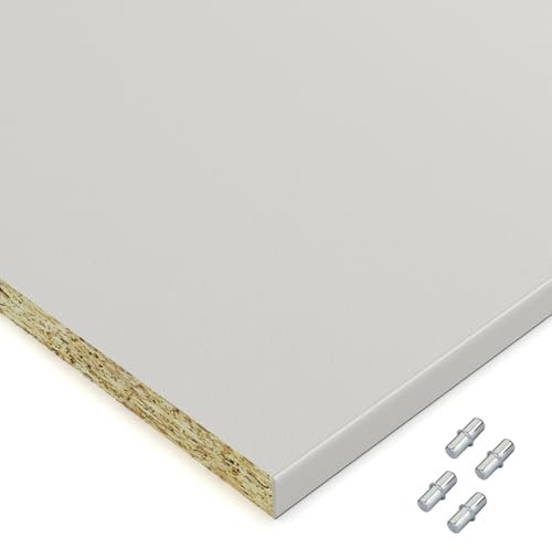 X57 Einlegeboden Regalboden Holzboden 19mm nach Wunschmaß max. 500mm breit x 400mm tief Zuschnitt Anfertigung 2mm Umleimer ABS Kante (Lichtgrau)