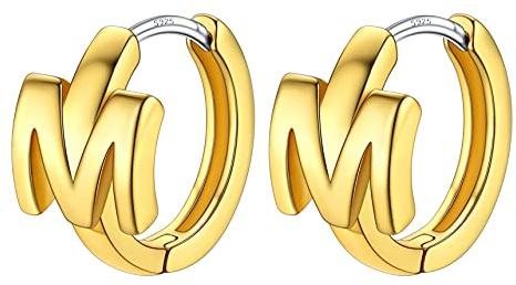 Bestyle Damen Ohrringe mit Buchstaben A bis Z Initiale Creolen 26 Alphabet Ohrschmuck für Geburtstag Valentinstag Valentinstag