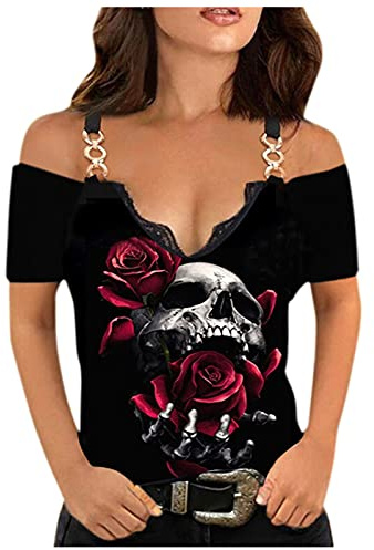Damen Kurzarm V-Ausschnitt Passt Komfortable Elegant Schulterfreies Oberteil Diamant Glitzer Druck Spitzen-Mesh-Nähte Sexy Modische Lässig T-Shirt Tops Frühling Langarm