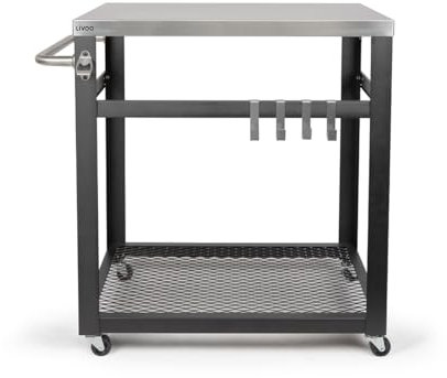 Livoo Plattenwagen, Schwarz und Silber, 73 x 50 x 84 cm, Sterne und Streifen
