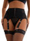 comeondear Sexy Strapsgürtel Breit Damen 6 Halter Clips Strumpfhalter Große Größen Strapsen Dessous Set für Frauen Mesh Strapshalter Garter Belt Strumpfgürtel mit G-String Strumpfband (Schwarz,M-L)