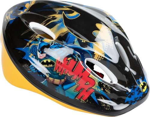 Batman Fahrradhelm für Kinder, Fahrrad, 52-56 cm, Superhelden, Mann, Fledermaus, Schutz, Gelb, Schwarz