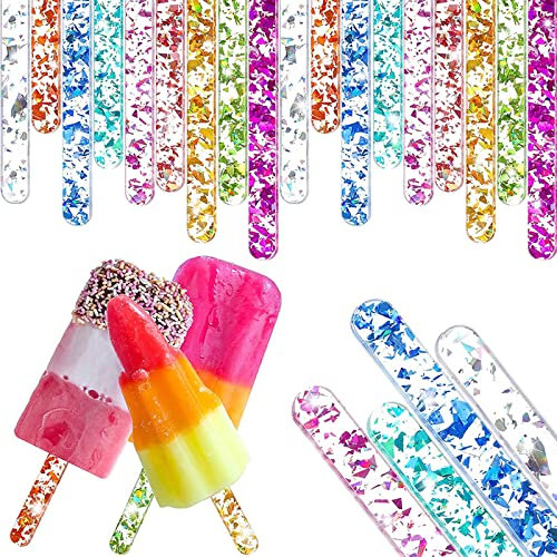 80 palitos de acrílico reutilizables para tartas de palitos de helado para caramelos, helados, manualidades, recuerdos de fiesta (mixcolores)