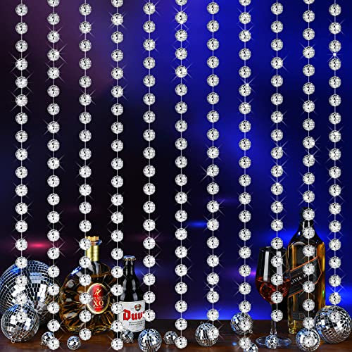 Hoolerry 6 Stück Spiegel-Discokugel-Perlenvorhang zum Aufhängen, Mini-reflektierend, 70er-/80er-Jahre-Retro-Party-Hintergrund, Dekorationen für Fenster, Tür, Abschlussdekoration, 2025,