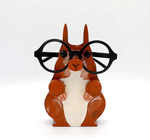 HBSGS Brillenhalter aus Holz, kreativer niedlicher Tier-Brillenhalter, handgefertigt, kreatives Sonnenbrillen-Display für Desktop-Accessoire, Heimbüro-Dekor, Geburtstag（Hund） (Eichhörnchen)