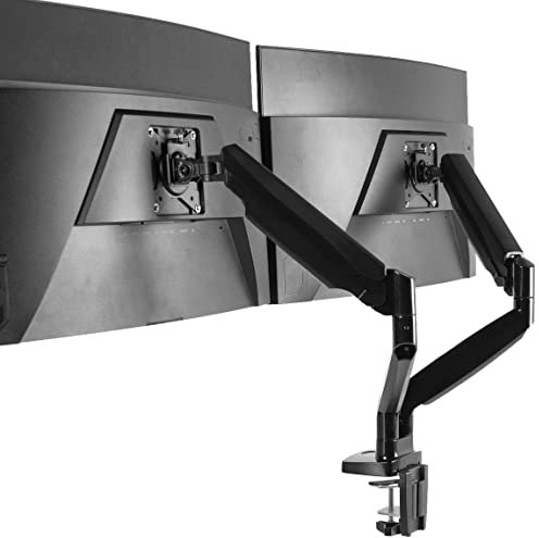 VIVO Premium Aluminum Heavy Duty Dual Monitor Arm for Ultrawide Monitors up to 35 inches and 24 lbs Each, Desk Mount Stand, Pneumatic Height, Max VESA 100x100, Black, STAND-V202Q