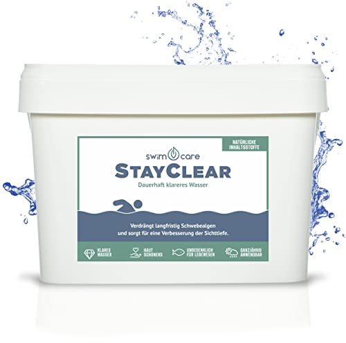 swimcare® StayClear - 5 kg - Natürlicher Wasserklärer gegen Schwebealgen im Schwimmteich - Ohne Chemie - Dauerhaft klareres Wasser - Verdrängt Schwebstoffe und Schwebealgen