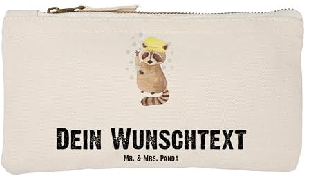 Mr. & Mrs. Panda Personalisierte Schminktasche Waschbär Größe S Klein - Personalisierte Geschenke, Stiftetasche mit Wunschtext, Schminktasche Für