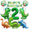 Dino Geburtstag Deko 2 Jahre, Folienballon Dinosaurier mit Happy Birthday Girlande, Dino Luftballons Geburtstag 2, Dinosaurier Ballon 2, Dinosaurier Luftballon Helium, für Kindergeburtstag Party