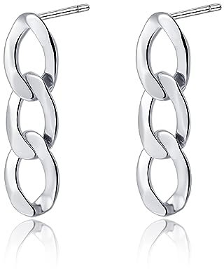 SLUYNZ 925 Sterlingsilber Glieder Ohrstecker für Damen Kette Ohrringe Tropfen Minimalistische Ohrstecker (A-Silber)