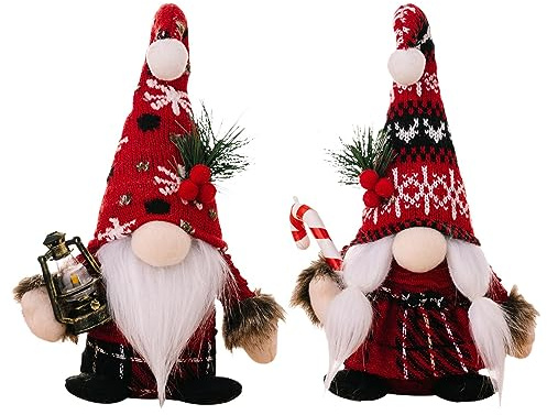 XNSHUN 2er Set Weihnachtsdeko Wichtel Figuren, Handgemachte Weihnachtswichtel, Santa Tomte Gnom Zwerg, Wichtel Dekoration Weihnachtsmann Für Weihnachten Deko (K)