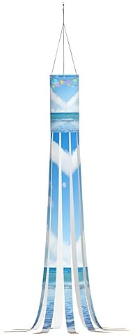 ROOZEE Herzform Romantische Strand Halloween Windsack Flagge – groß, beleuchtet, 9 Schwänze, 150 cm, perfekte Urlaubsdekoration