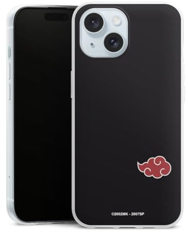 Slim Case extra dünn kompatibel mit Apple iPhone 15 Silikon Handyhülle transparent Hülle Akatsuki Naruto Shippuden Offizielles Lizenzprodukt