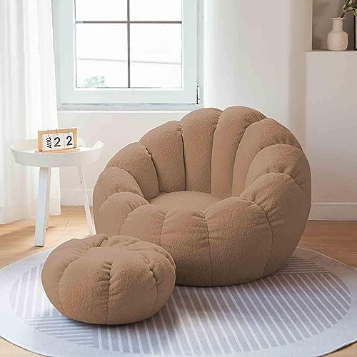 DTLEO Pouf Salon Pouf Poire - Fauteuil Housses de Pouf Uniquement Poire d'intérieur et d'extérieur (sans Remplissage) Pouf Classique pour Salon, Balcon,Marron