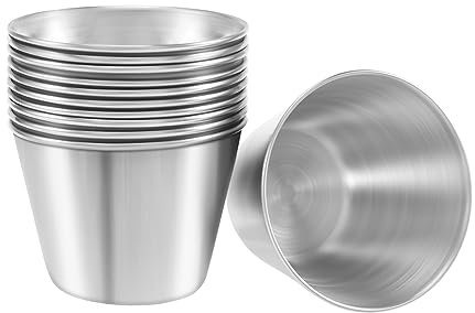 RUANI Pack of 12 - Premium Brushed Stainless Steel Condiment Sauce Cups Spices Pots Dips Bowls - 2.5Oz 70Ml (24), ddddws