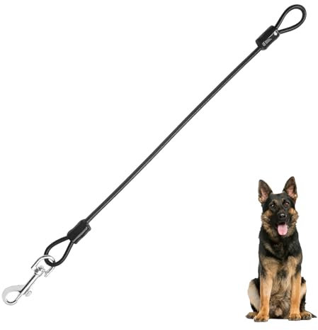 Hundeleine Verlängerungsseil Kausicherfest Metall Kabel Leine,Kausichere Hundeleine,48 cm/19 Zoll Hunter Leine,Kettenleine für Große und Kleine Hunde Training