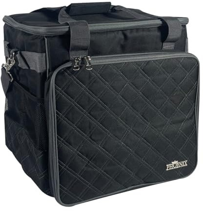 Phönix Taschen für Nähmaschinen 45x21x37cm und Overlockmaschinen 39x32x36cm (Quilt Design Schwarz, Overlocktasche)