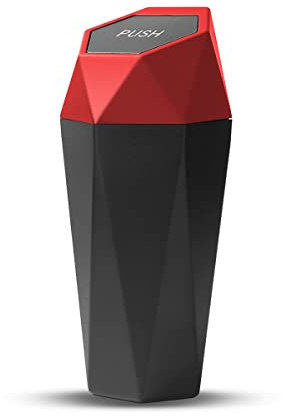 Adunsiaoto Mini Auto Mülleimers, Tragbare Fahrzeug Mülleimer Abfalleimer, Tragbare Auto Mülleimer, Auto Mülleimer mit Deckel, für Haus Büro Küche Schlafzimmer(Rot)